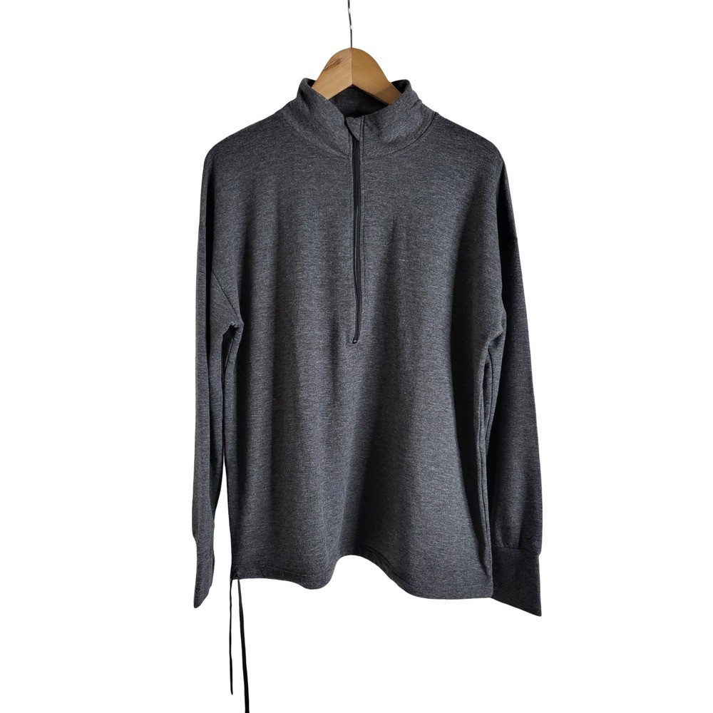 Cuddl Duds Gray Heather Quarter Zip Fleece Pullover Side Cinch M Gorpcore Cozy
